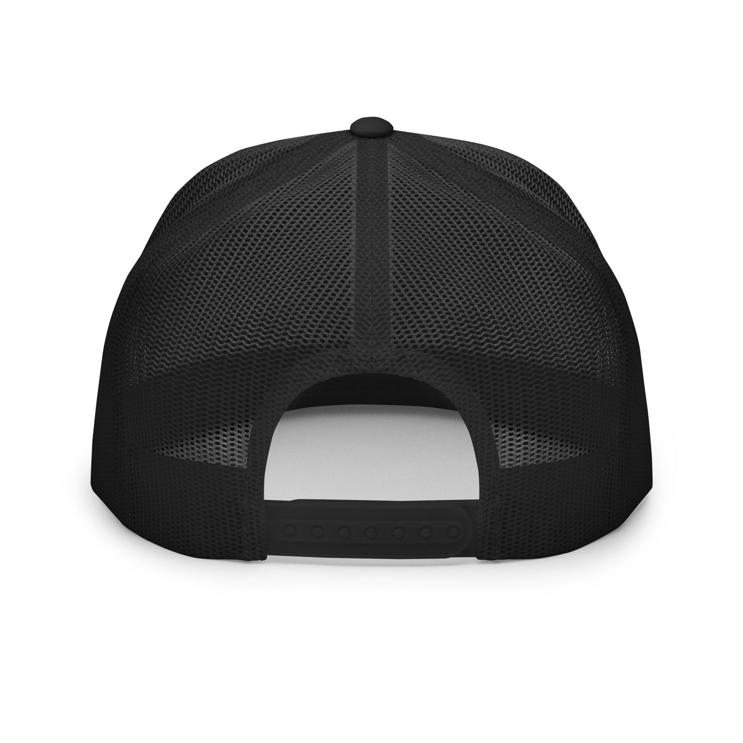 Black mesh cap on a light gray background