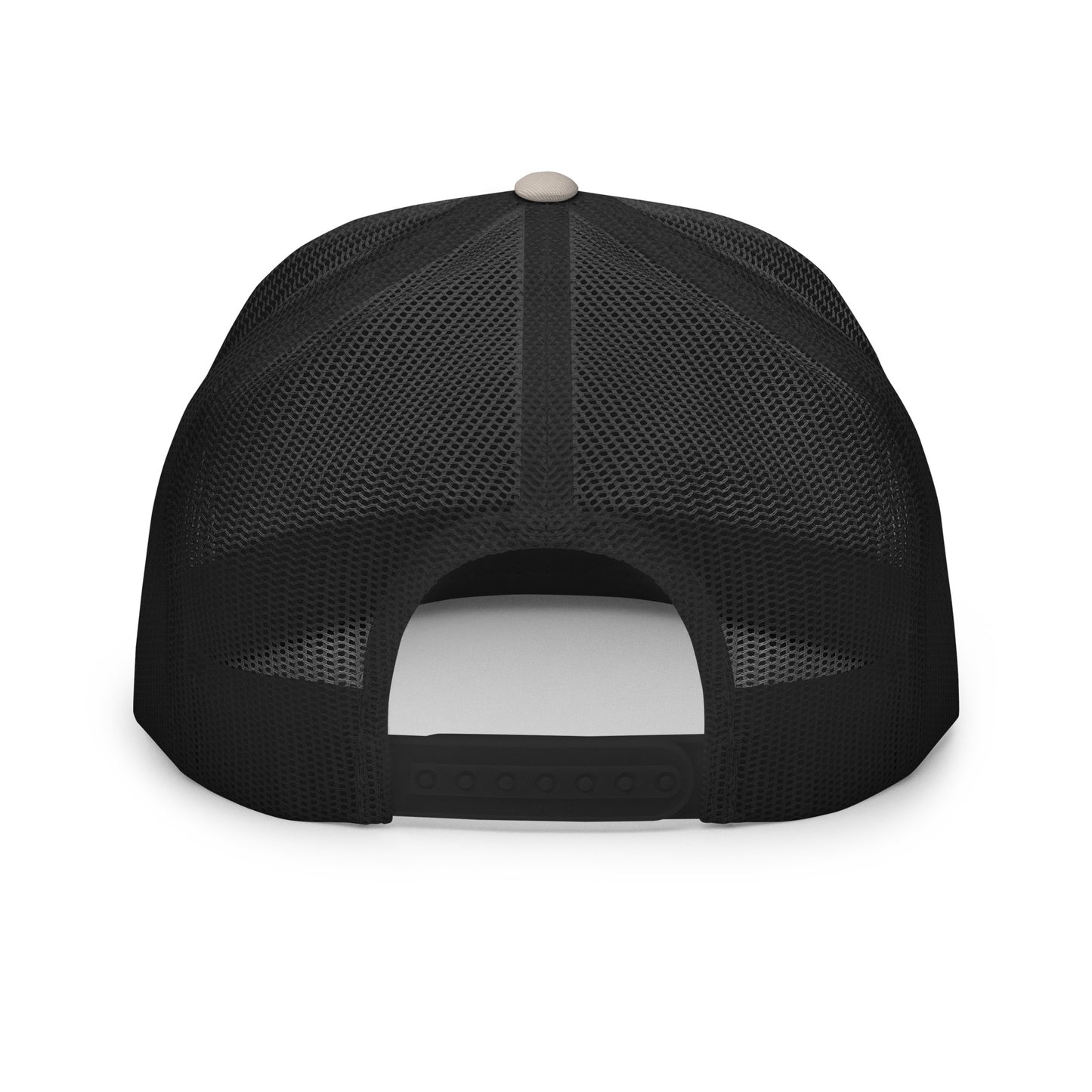 Black mesh cap on a light gray background